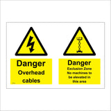 WT109 Danger Overhead Cables Exclusion Zone No Machines Elevated
