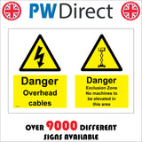WT109 Danger Overhead Cables Exclusion Zone No Machines Elevated