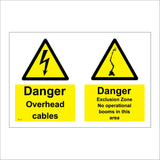 WT110 Danger Overhead Cables Exclusion Zone No Booms