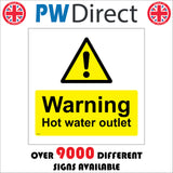WT145 Warning Hot Water Outlet Heating Tank Plumbing