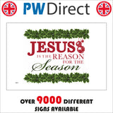 XM013 Jesus Is The Reason For The Season Sign with Baubles Holly