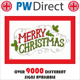 XM031 Merry Christmas Sign with Holly