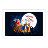 XM080 Merry Christmas Sign with Stars Santa Claus Reindeer Trees