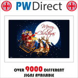 XM080 Merry Christmas Sign with Stars Santa Claus Reindeer Trees