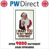 XM178 I Want You To Say "Merry Christmas" Not Happy Holidays Sign with Santa Claus