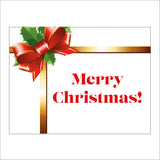 XM185 Merry Christmas Sign with Bow Holly Ribbon