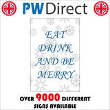 XM195 Eat Drink Merry  Sign with Snowflakes