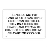 TS220 Please Do Not Put Wipes Down Toilet Will Block Drains