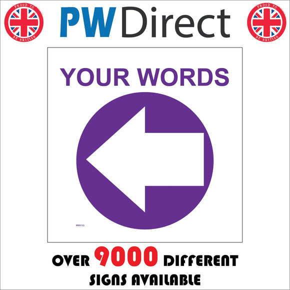WM072G Words Text Choice Purple Left West Arrow Personalise Guide