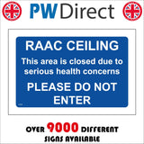 HA336 Raac Ceiling Area Closed Serious Health Concerns Keep Out