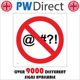 GG302 No Swearing Symbols Expletives Cussing Four Letter Word