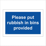 GG156 Please Put Rubbish In Bins Provided