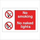 MU056 No Smoking No Naked Lights Sign with Circle Lit Match Cigarette