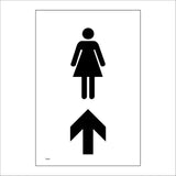 TS068 Female Toilets Up Arrow Black On White
