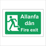 FS397 Allanfa Dan Fire Exit Left Welsh Bilingual Running Man