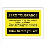 GG324 Zero Tolerance Think Before You Act Swearing Violence