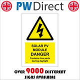 WT421 Solar PV Module Danger Contains Live Parts During Daylight