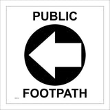 WM073A Circle Public Footpath Left West Arrow Black Guide Trail