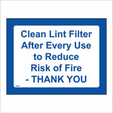 GG437 Clean Lint Filter After Use Reduce Risk Of Fire Thank You