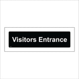 GG351 Visitors Entrance Guests Clients White On Black Plaque