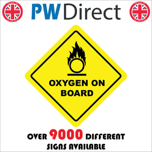 HA282 Oxygen On Board Yellow Diamond Black Fire Circle Symbol