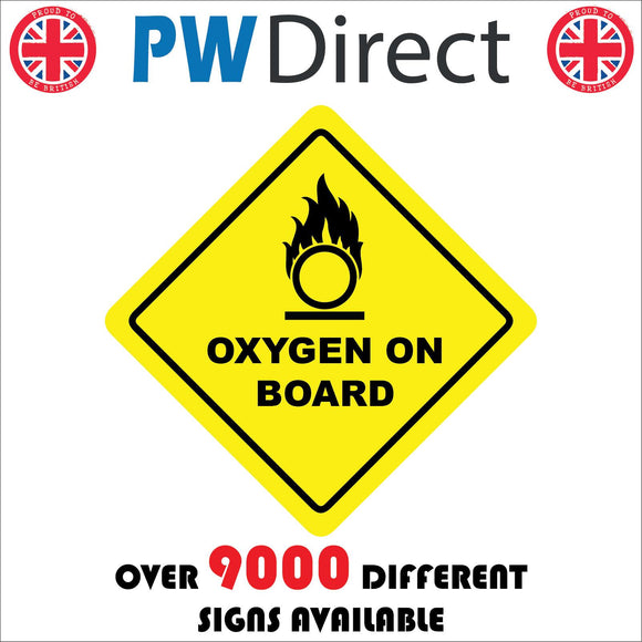 HA282 Oxygen On Board Yellow Diamond Black Fire Circle Symbol