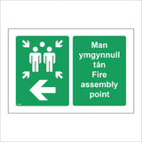 FS584 Man Ymgynnull Tan Fire Assembly Point Left Arrow Welsh