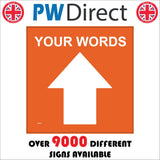 WM062E Words Text Custom Ahead Forward Orange  Arrow Guide