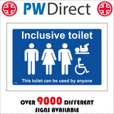 TS205 Inclusive This Toilet Can Be Used By Anyone White On Blue