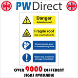 MU369 Danger Asbestos Roof Fragile Report Accidental Damage
