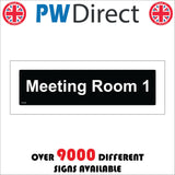 GG339 Meeting Room 1 White On Black Door Plaque