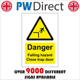WT526 Danger Falling Hazard Close Trap Door