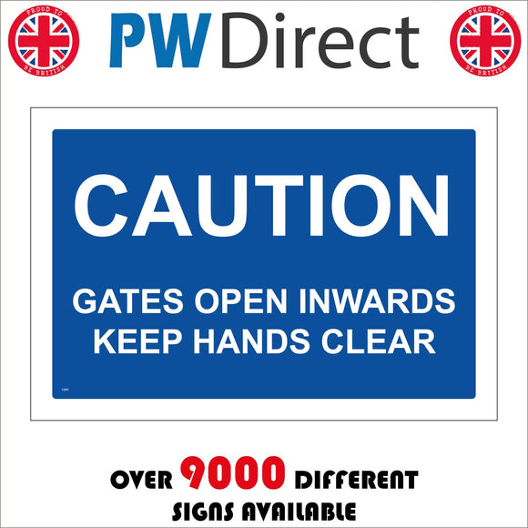 CS357 Caution Gates open Inwards Keep Hands Clear