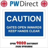 CS357 Caution Gates open Inwards Keep Hands Clear