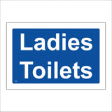 TS087 Ladies Toilets White On Blue