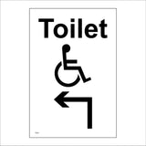 TS071 Disabled Toilet Up Left Arrow Black On White