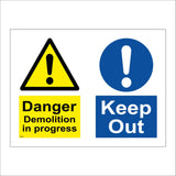 MU057 Danger Demolition In Progress Keep Out Sign with Triangle Exclamation Mark