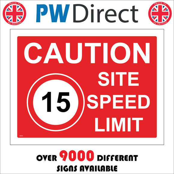 CS016 Caution 15 MPH Site Speed Limit Sign with 15 MPH
