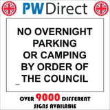 TR960 No Overnight Parking Or Camping By Order Of The Council