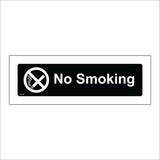 NS156 No Smoking White On Black Plaque