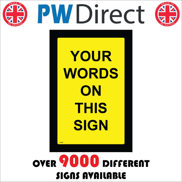 CC660 Black Text Border Yellow Background Custom Personalise