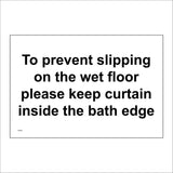 TS147 Prevent Slipping On Wet Floor Curtain Inside Bath Edge