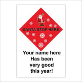 XM315 Santa Please Stop Here Name Choice Custom Text Red