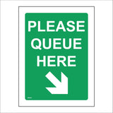 GG421 Please Queue Here Bottom Right Arrow