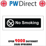 NS156 No Smoking White On Black Plaque