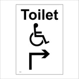 TS075 Disabled Toilet Up Right Arrow Black On White