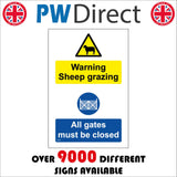 MU395 Warning Sheep Grazing Gates Kept Closed