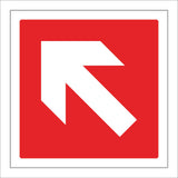 FI342 Arrow Up Left Diagonal White On Red