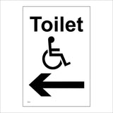 TS072 Disabled Toilet Left Arrow Black On White