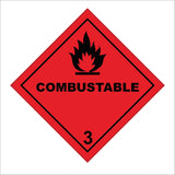 HA278 Combustible 3 Red Placard Diamond Hazmat Fire